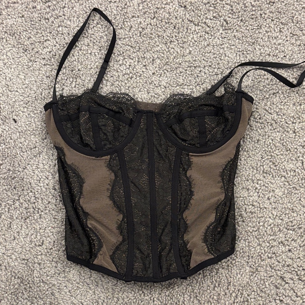 Urban Outfitters Black Lace Bustier Top